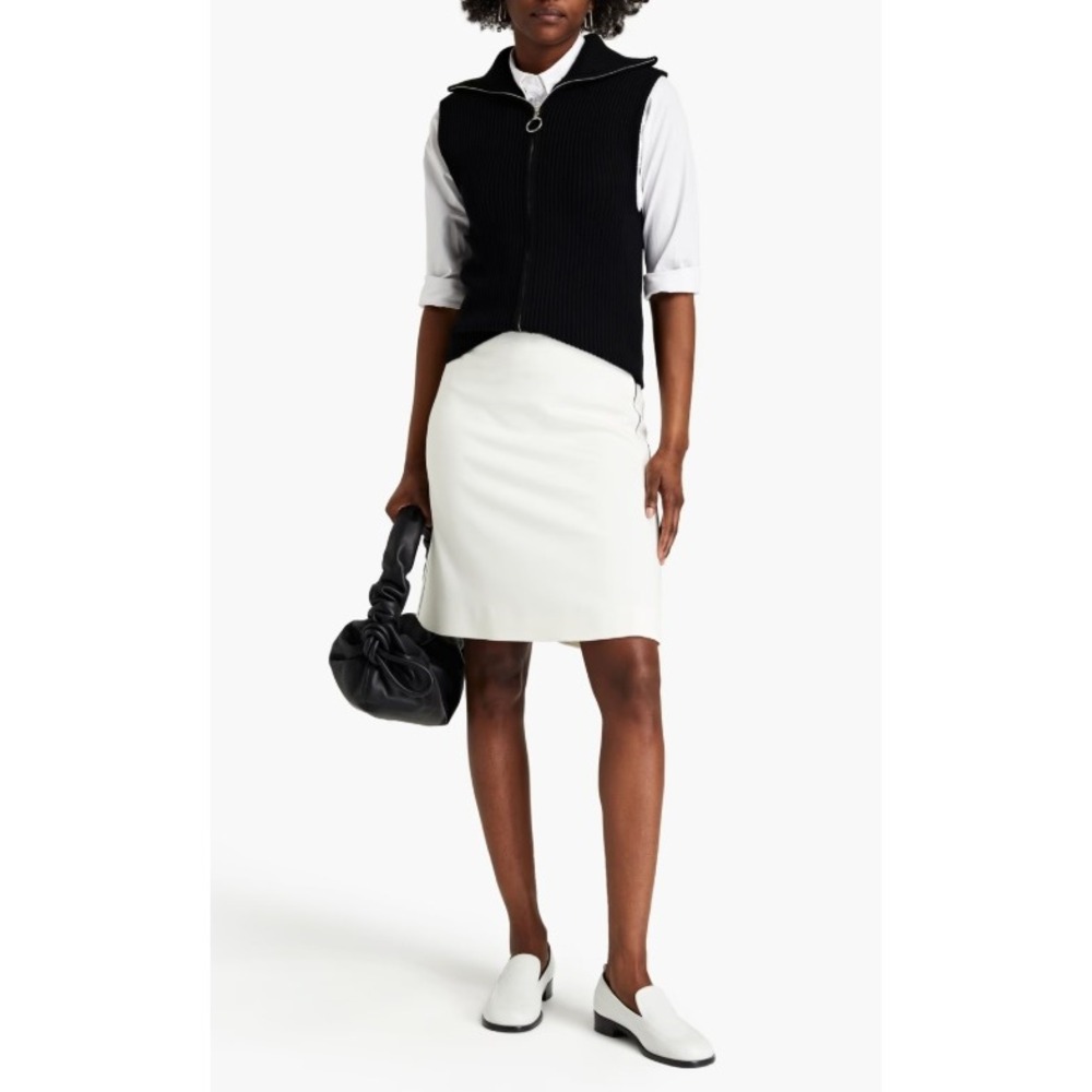 Piazza Sempione White Pencil Skirt IT40 US 4 Made in Italy Luxury Cotton Stretch